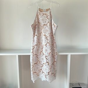 Lulus White Rose Lace Midi Dress